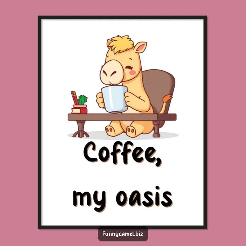 Funny Kawaii Camel Digital Art: Office Vibes, Instant Work Gift