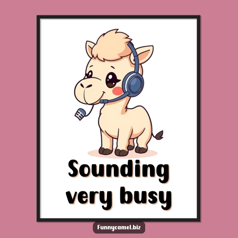 Funny Kawaii Camel Call Center Digital Art, Instant Download for Your Space