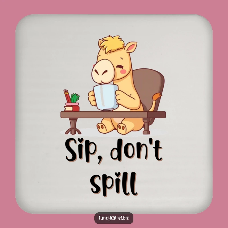 Funny Kawaii Camel Coaster: Coffee Break, Surface Protection Gift