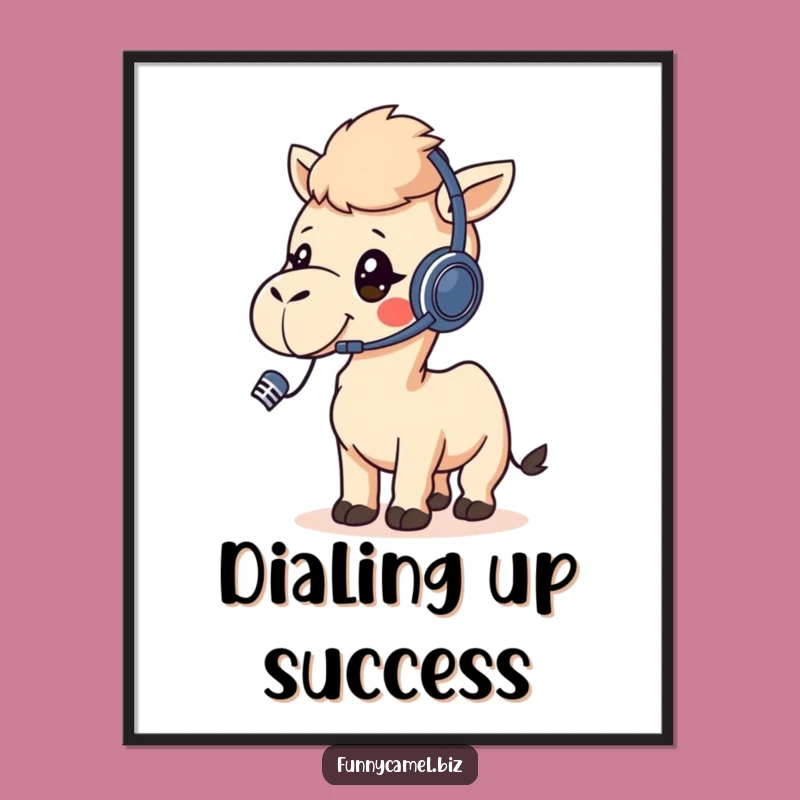 Funny Kawaii Camel Call Center Poster, Whimsical Wall Art for Your Office