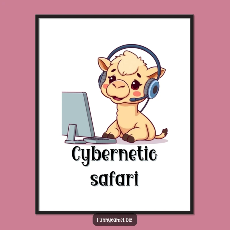 Funny Digital Nomad Camel Poster: Hilarious Tech Art, Excellent Funny Gift