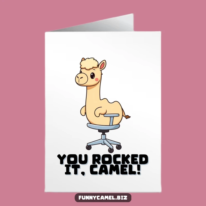 Free Printable Camel Chair Congrats Card: Rolling to Success with a Smile
