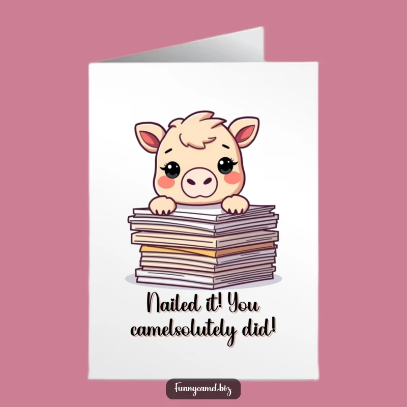 Hilarious Free Printable Congrats Card: Kawaii Camel Over Docs - Print At Home