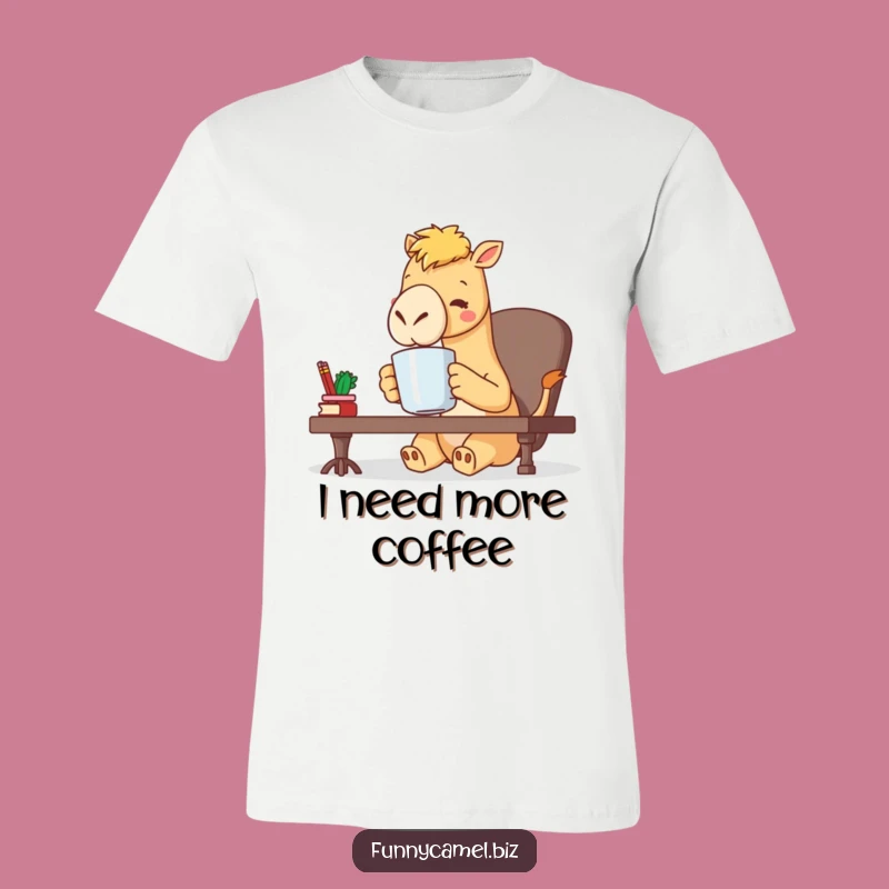 Funny Kawaii Camel T-Shirt: Coffee Mode On, Great Work Gift